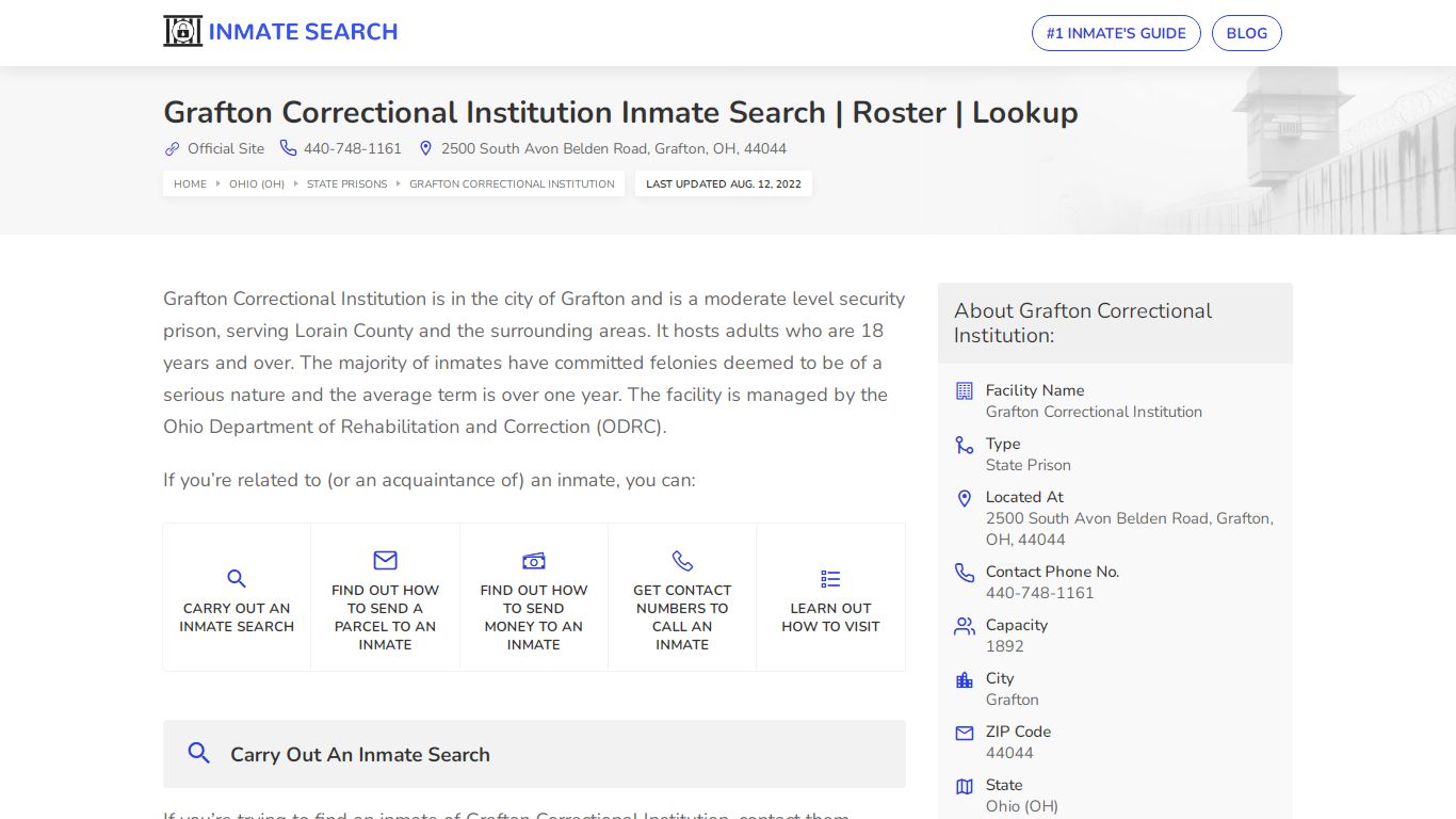 Grafton Correctional Institution Inmate Search | Roster ...